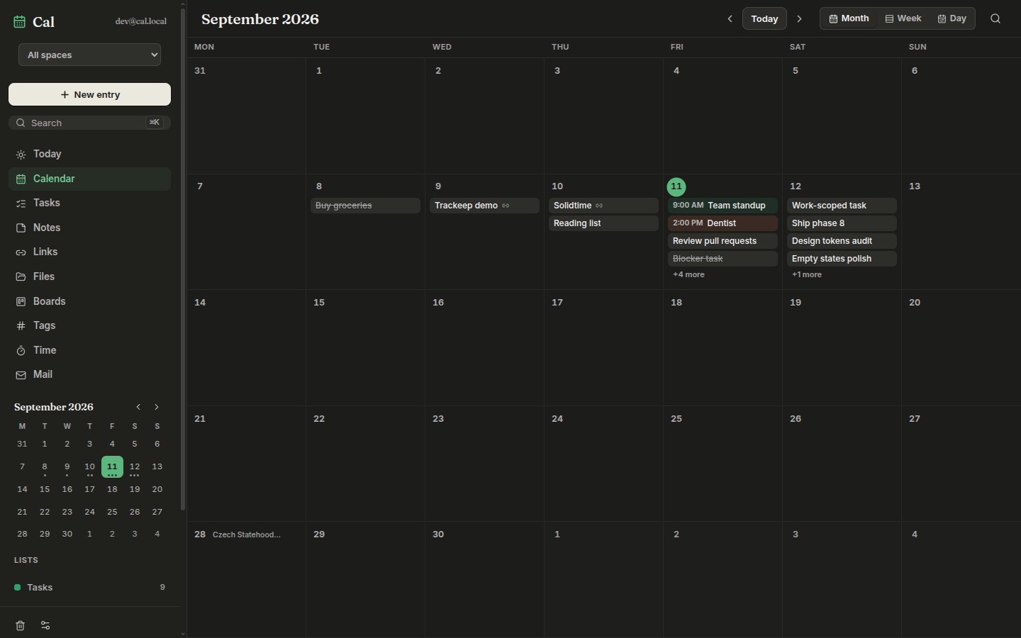 Cal — month view